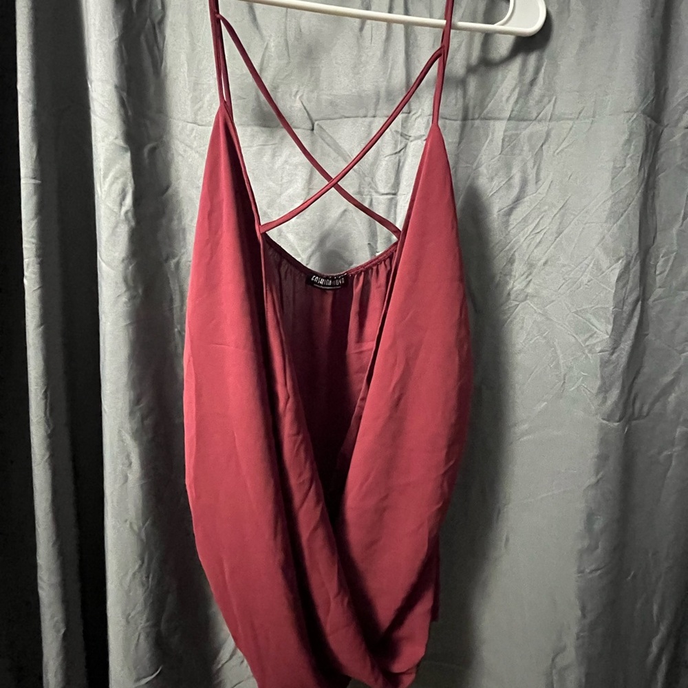 Red Strappy Cross-Back Top